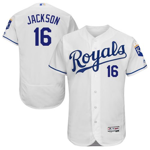 Royals #16 Bo Jackson White Flexbase Authentic Collection Stitched MLB Jersey - Click Image to Close